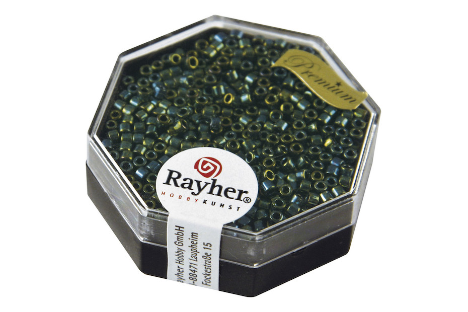 Rayher Metallic-Rocailles, matt, rosé, 2,6 mm ø, Dose 17 g, Perlen zum Auffädeln, Glasperlen