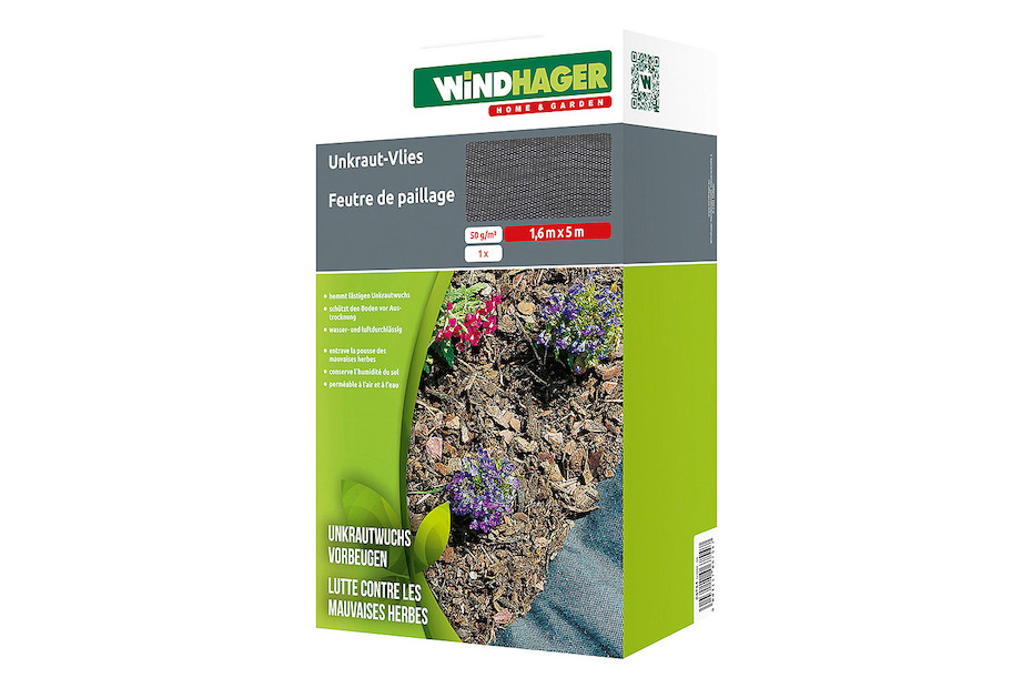 Windhager Tessuto antierbacce, Resistente ai Raggi UV, 100 g/m², 25 x 2 m, Colore: Nero, 06564 Windhager Tessuto antierbacce, Resistente ai Raggi UV, 100 g/m², 25 x 2 m, Colore: Nero, 06564