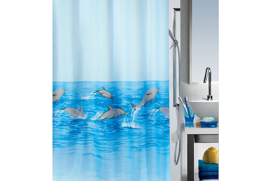 3D Rideau De Douche Dauphin Rideaux De Douche Dauphin Imperméable Anti Moisissure Rideau Salle De Bain Pour Baignoire Rideau Douche 120 X 200 Cm, 8 Crochets
