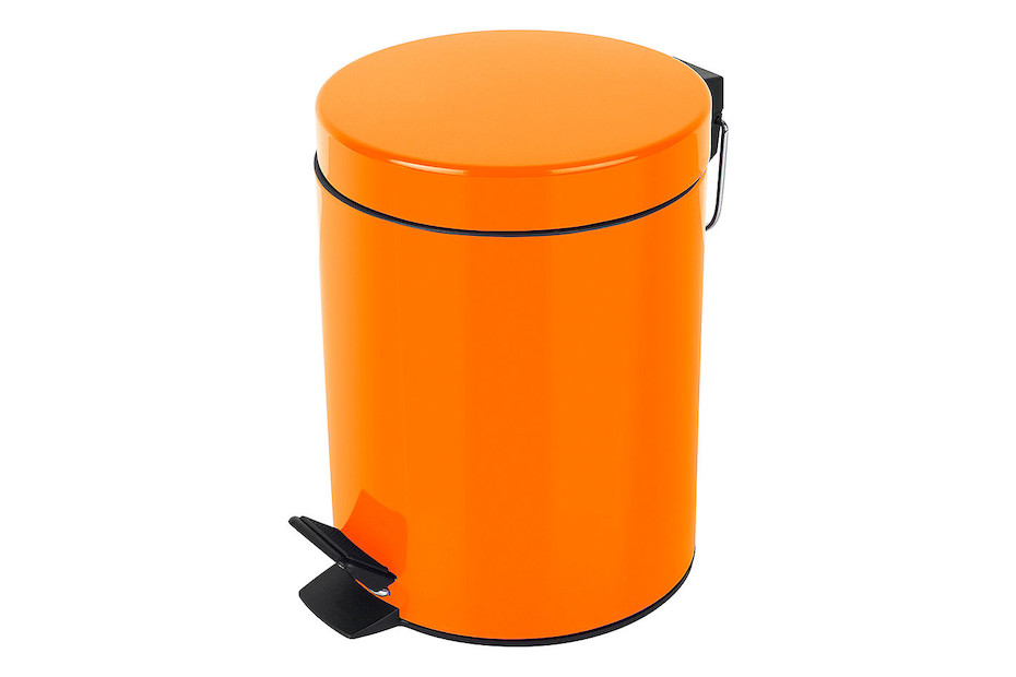 Poubelle Salle De Bain Spirella Sydney 5L - Couvercle Pivotant Orange Design Moderne