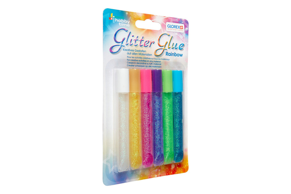 Glorex Stylos de Colle Pailletée Couleurs Arc-en-ciel | 6 × 10.5 ml ...