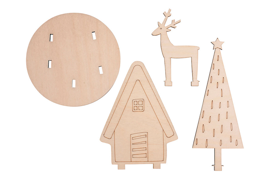 Kit Cadre Bois Lutin De Noël Rayher FSC - 16 Pièces Pour Création Lumineuse