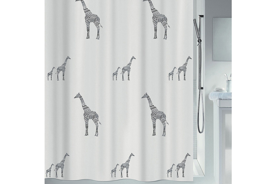 Duschvorhang Tropischer Regenwald – Mit Tieren Wie Giraffe, Löwe & Elefant, 180x180 Cm, Inkl. 12 Haken