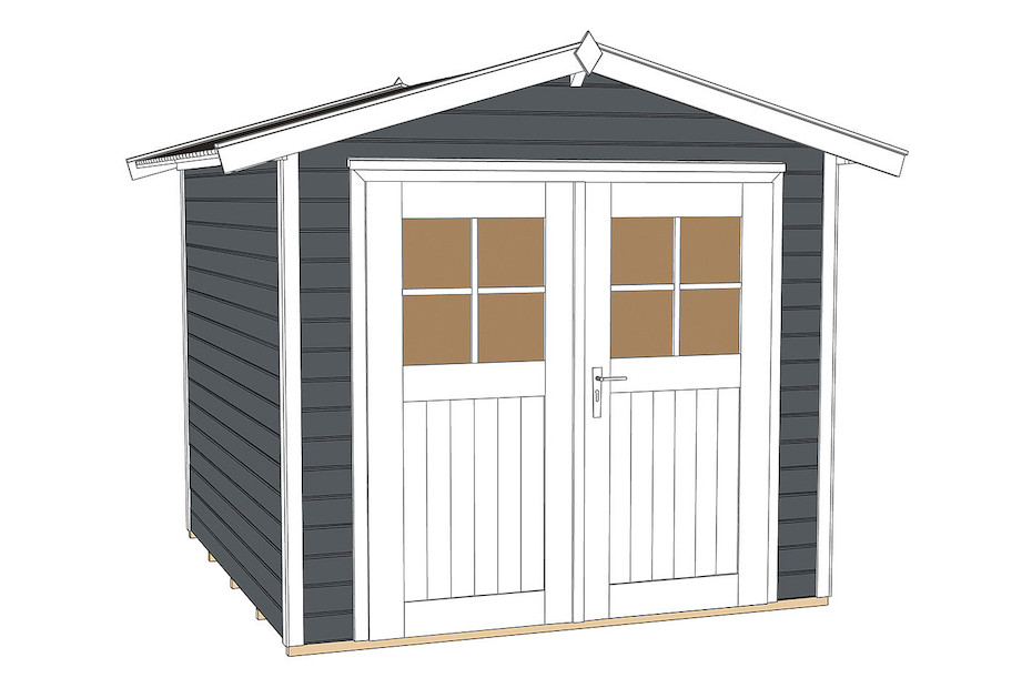 Weka Gartenhaus 224 Gr.3 mit Doppeltüre Anthrazit 21 mm 2.1 × 2.4 m