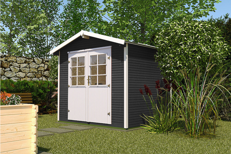 Weka Gartenhaus 218 Gr.3 28mm mit Doppeltüre und Satteldach (235 x 301
