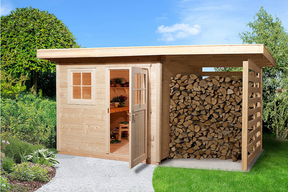 Weka Gartenhaus 170 A Gr.2 28mm mit Flachdach (240 x 385 cm), Holz