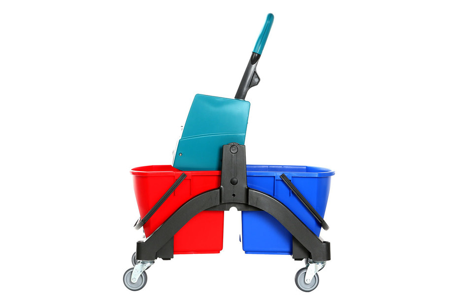 Playos® - Chariot de nettoyage - avec robot aspirateur - Blauw