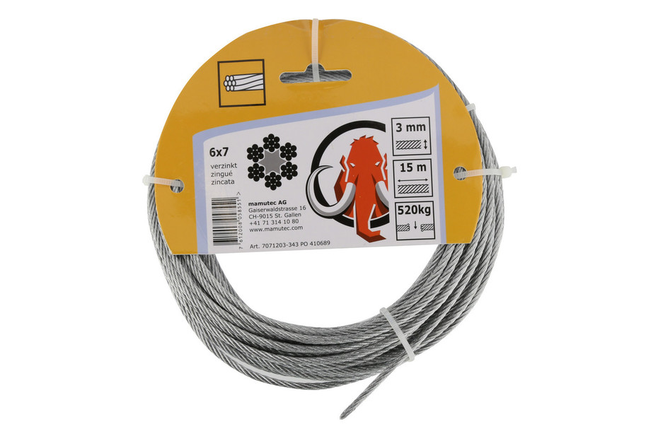 Cable fils d'acier zingué 3mm 15m Acheter chez JUMBO