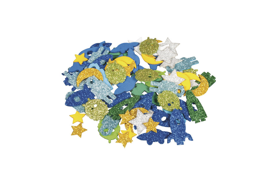 Rayher Mousse EVA Mix Espace Pailleté Auto-adhésif | 2-3 cm | 80 Pièces