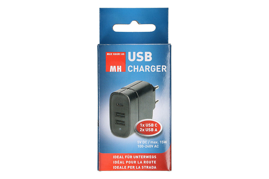 Max Hauri USB Charger 2xUSB/A und 1xUSB/C max. 15W kaufen bei JUMBO