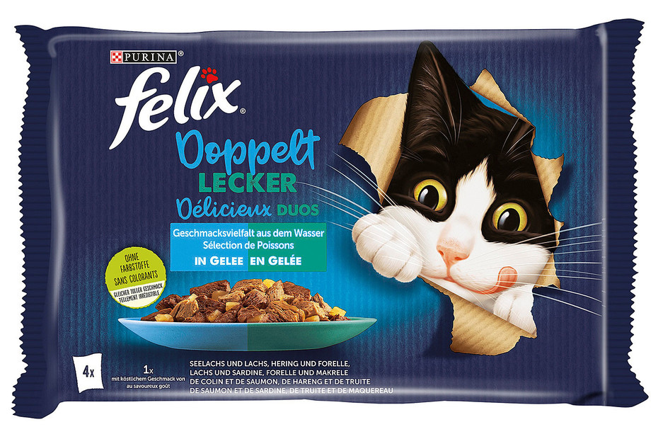 Aliment pour chats en gelée Felix Délicieux duos Poisson 4x85g Acheter chez JUMBO