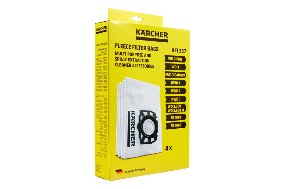 Kärcher Sac Filtrant en Non-tissé KFI 357 | 23 × 20 cm | 4 pièces