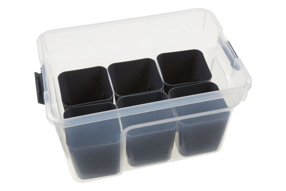 PLASTIK-ABLAGEBOX – 46x16x9 Cm, 9 Variable Fächer, Transparent – Für Werkstatt & Basteln
