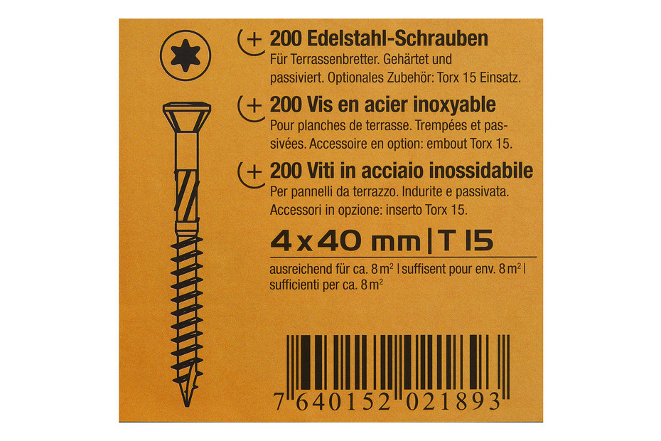 Clip-Schraube Torx TX15, 4 × 40 mm