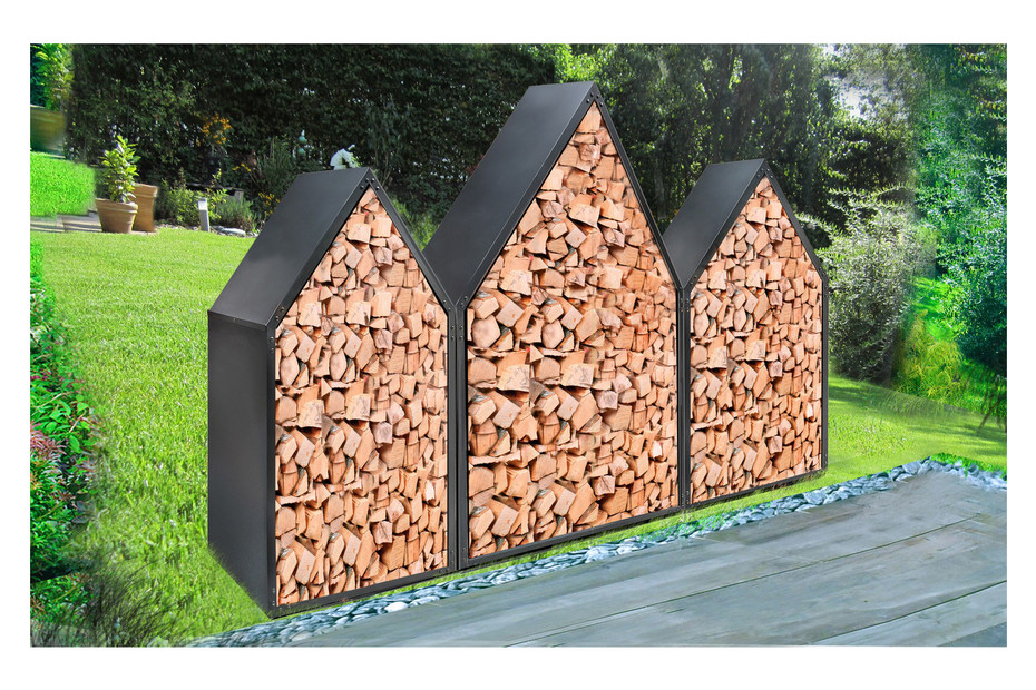 Rangement à Bois De Cheminée MCombo 1200 - Marron - Avec Paroi Arrière