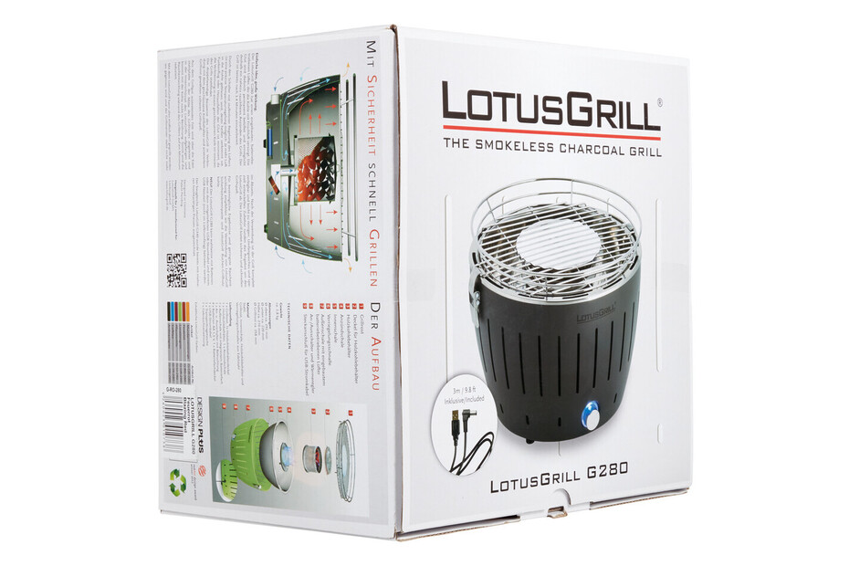 Barbecue Noir XL avec Piles et Câble d'Alimentation USB + 1Kg de Charbon de  Bois de Hêtre + Gel Combustible Inodore pour Barbecue 200ml - Lotus Grill
