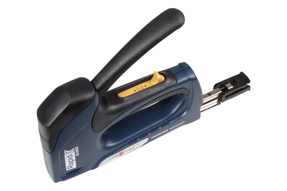 Rapid Handtacker ALU753, Nietpistool voor Hout en Stof, Robuust, Aluminium, voor Nieten Type 53, 6-14mm en Brads Type 8, 15mm Rapid Handtacker ALU753, Nietpistool voor Hout en Stof, Robuust, Aluminium, voor Nieten Type 53, 6-14mm en Brads Type 8, 15mm