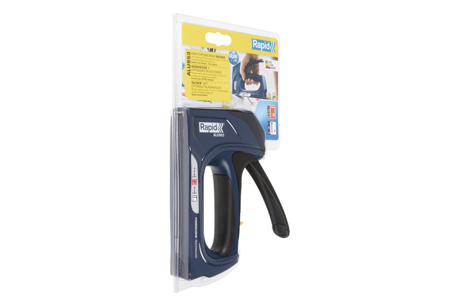 Rapid ALU953 Handtacker – Ergonomischer Tacker für Holz, Stoffe und Dekorationen mit Powercurve Technologie, für Klammern Typ 53 (6–14 mm) und Nägel Typ 8 (15 mm), Rückschlagfrei, Made in Sweden