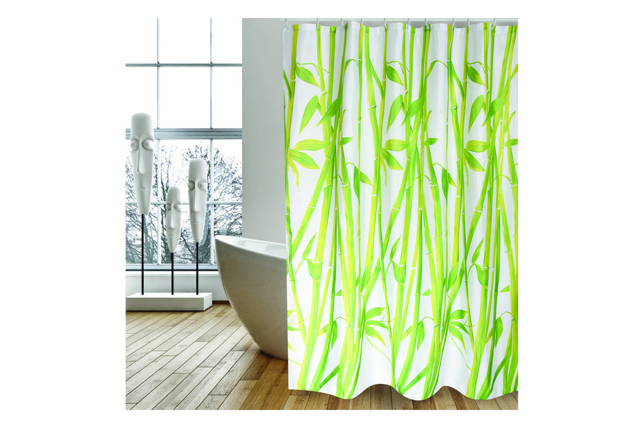 Grüner Bambus Duschvorhang 110x220cm - Meditation Natur Design Polyester