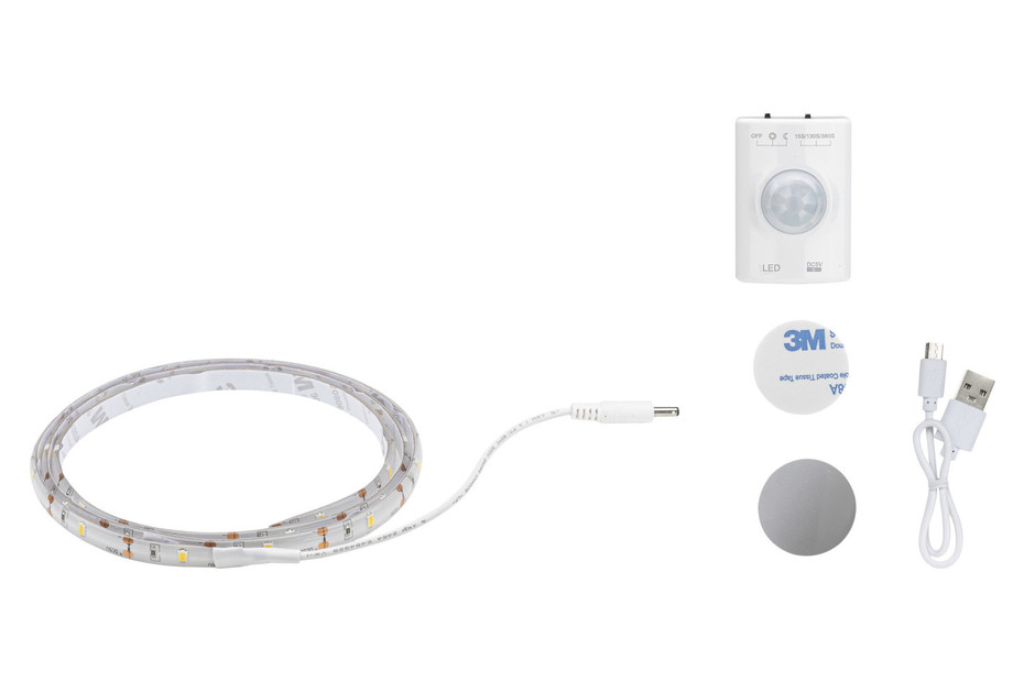 Bande LED 5m Avec 2 Détecteurs De Mouvement - 320 LED/m - Blanc Chaud 3000K - Alimentation Incluse - Pour Escalier, Placard - 11