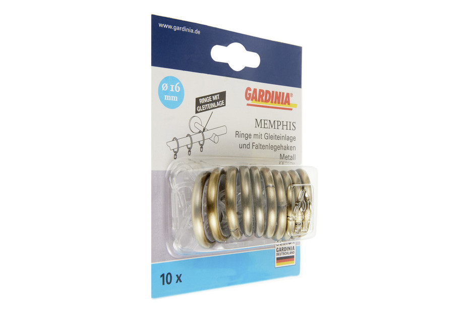 Anneaux à Rideaux Avec Crochets – Pour Tringle 16-20 Mm, Aspect Inox, 10 Pièces | Coulissants, Montage Facile, GARDINIA