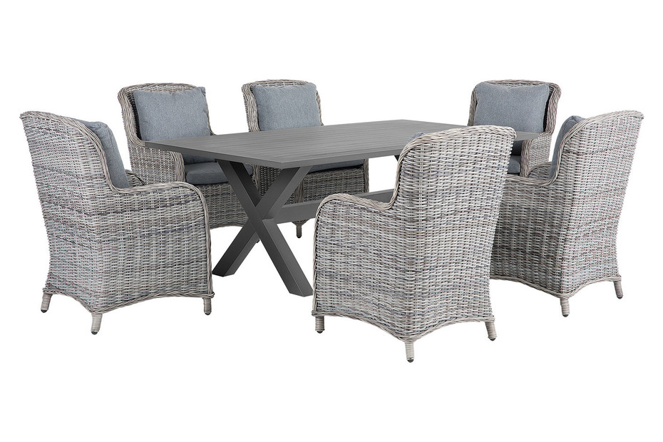 Beliani Gartenmöbel Set Aluminium grau 6-Sitzer CASCAIS