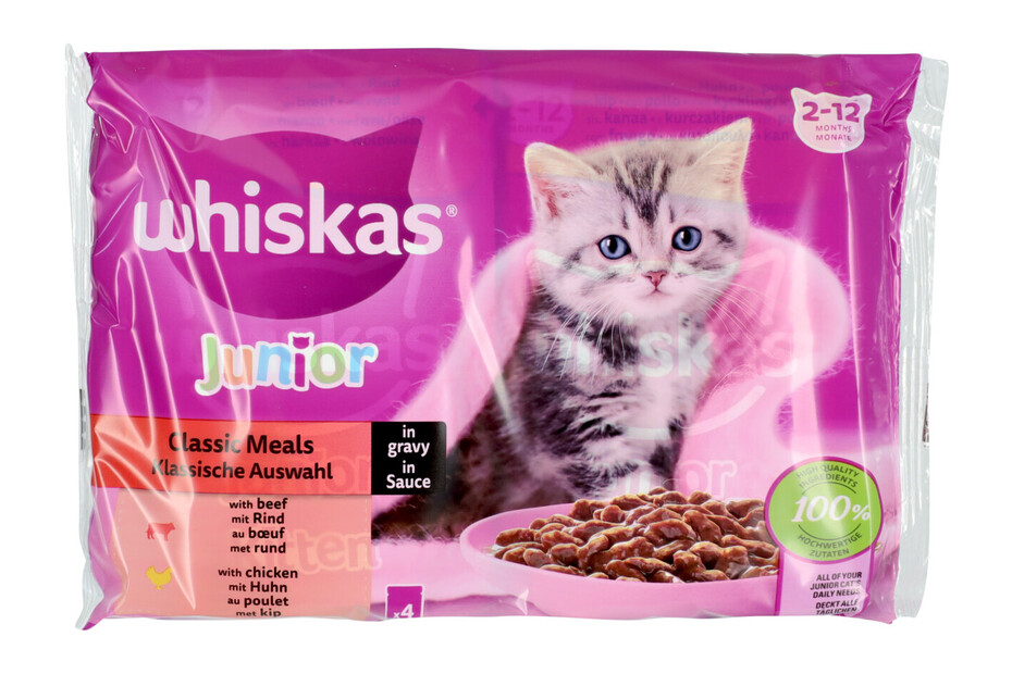 Whiskas Junior Katzenfutter in Sauce Fleisch 4x85g kaufen bei JUMBO