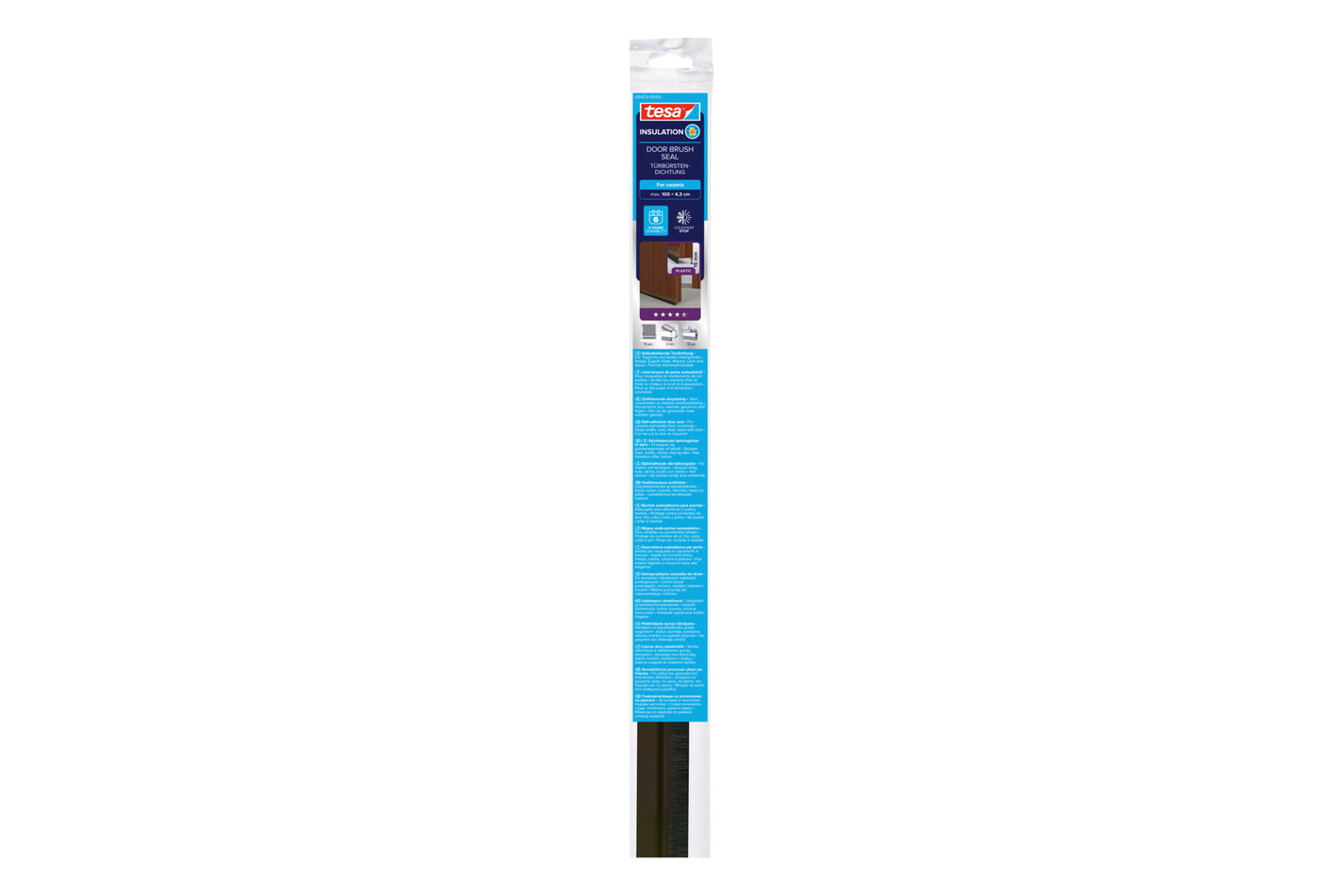 Tesa Tesamoll Guarnizione per porta per pavimenti in tessuto Tappeto Marrone | 1m x 43mm