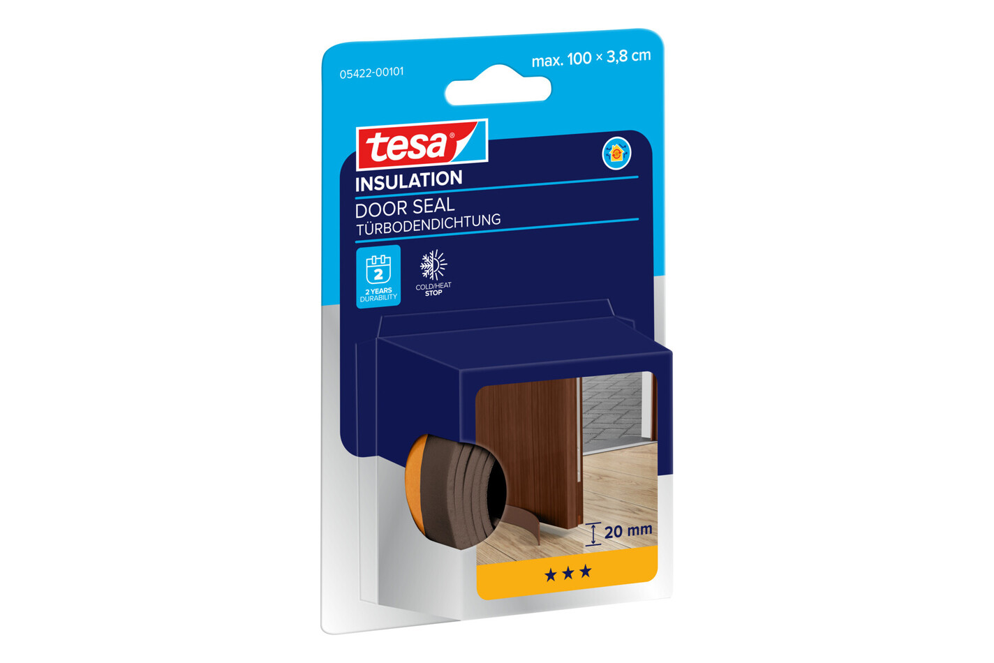Tesa Tesamoll Guarnizione per fondo porta in schiuma Marrone | 100 × 3,8 cm