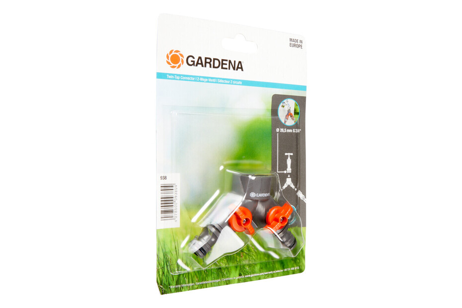 Gardena 940 (936) Valvola a 2 Vie per Rubinetto, 21 mm G 1/2 Pollici o 26,5 mm, Argento Gardena 940 (936) Valvola a 2 Vie per Rubinetto, 21 mm G 1/2 Pollici o 26,5 mm, Argento