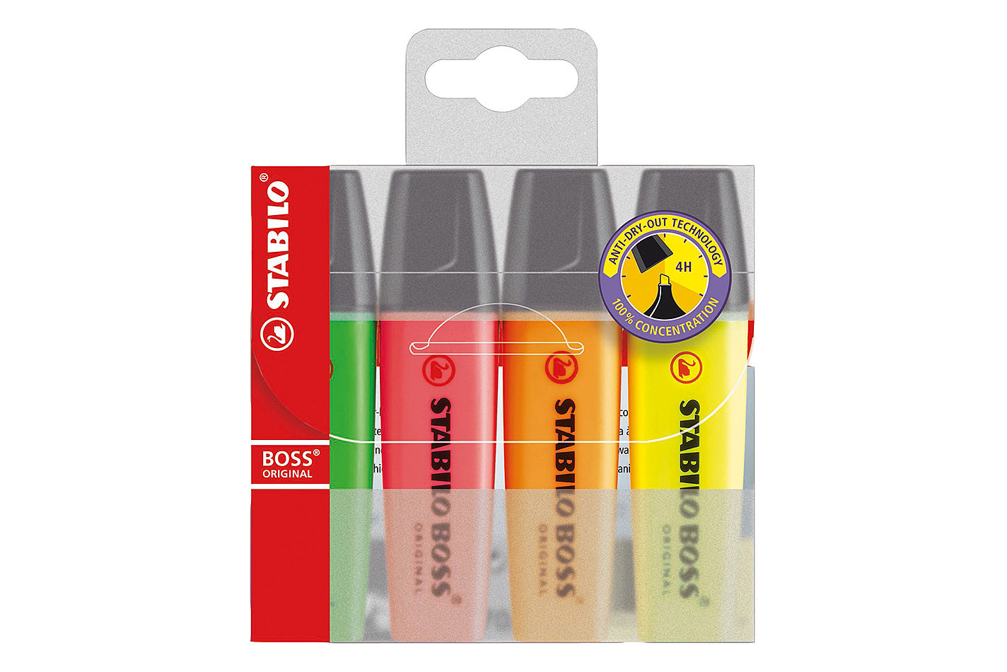 Evidenziatore - Stabilo Boss Original - Astuccio da 4 - Colori assortiti