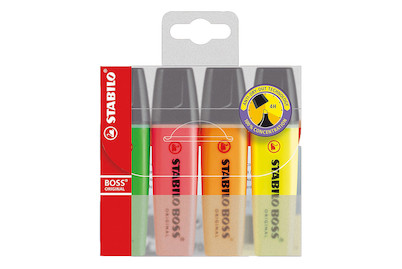 Evidenziatore - Stabilo Boss Original - Astuccio da 4 - Colori assortiti
