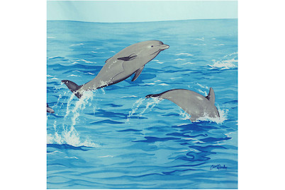 Spirella Tenda da doccia Aqua con motivo delfino | 180 × 180 cm