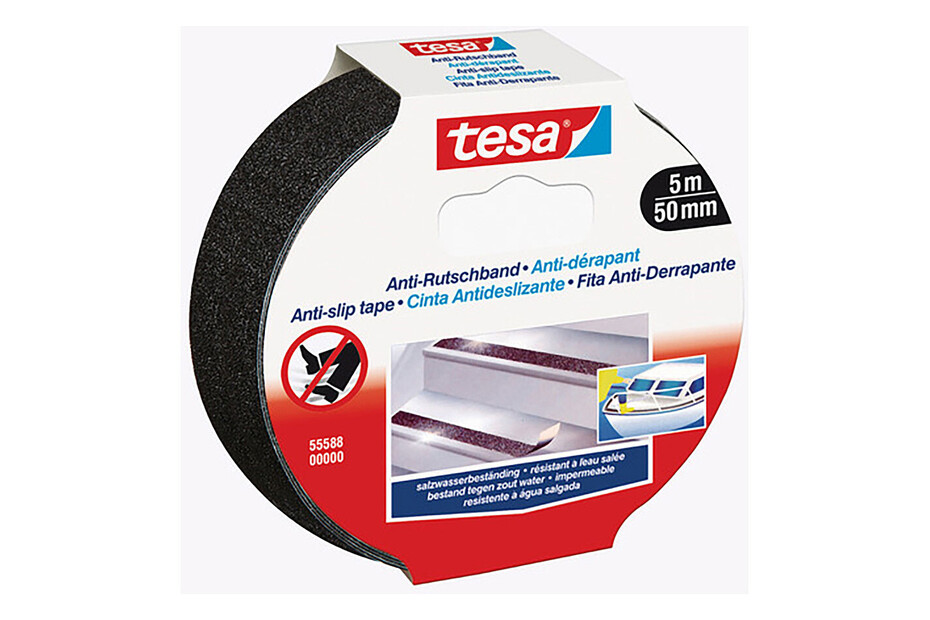 Nastro Antiscivolo Tesa - 5m X 25mm Nero Per Scale E Pavimenti | Resistente All'Acqua E UV | Confezione Da 2 - Foto 3