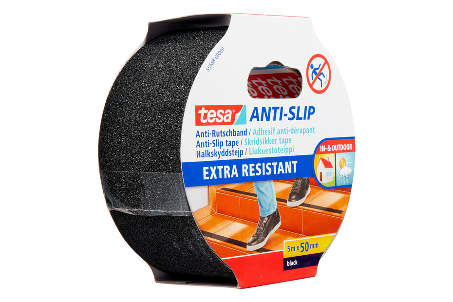 Nastro Antiscivolo Tesa - 5m X 25mm Nero Per Scale E Pavimenti | Resistente All'Acqua E UV | Confezione Da 2 - Foto 8
