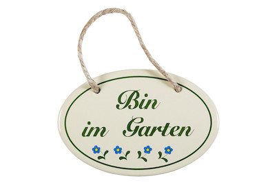 Image of Münder Email Schild 'Bin im Garten' | 15 × 10 cm