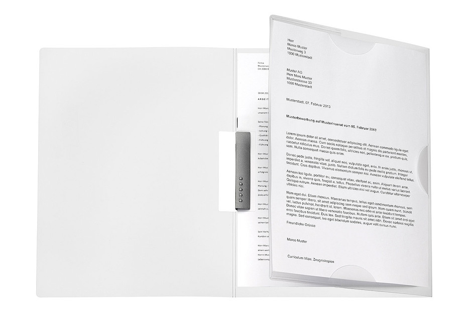 Cartella Per Curriculum Manila 3 Parti - Nero, Tessuto Lino, 400 Gr - Foto 3