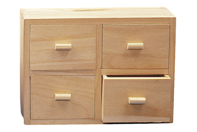 Image of Holz Kommode FSC Mix Credit, 15x20x7cm, 4 Schubladen