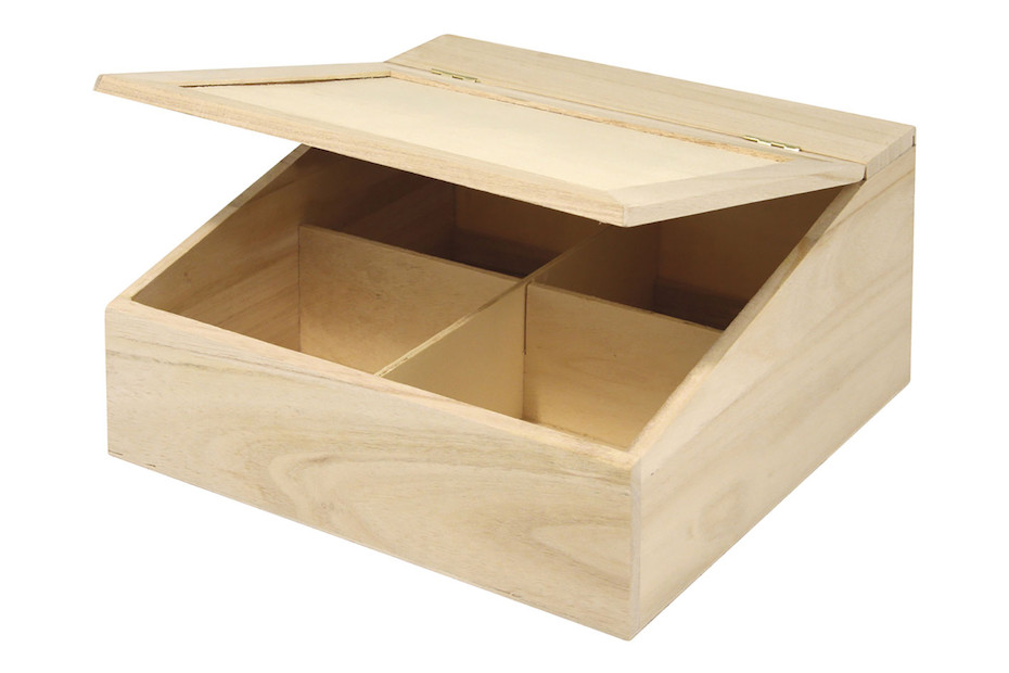 Rayher Holzbox mit Klappdeckel und 4 Fächern
