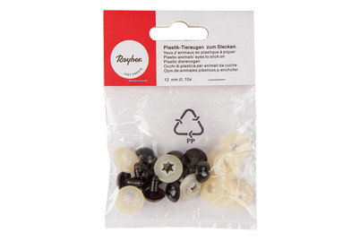 Rayher Occhi di sicurezza in plastica con rondelle | 12 mm | 10 pezzi