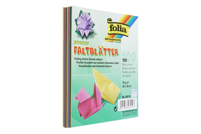Folia Feuilles de pliage Colorées | 10 × 10 cm | 70 g/m² | 100 pièces