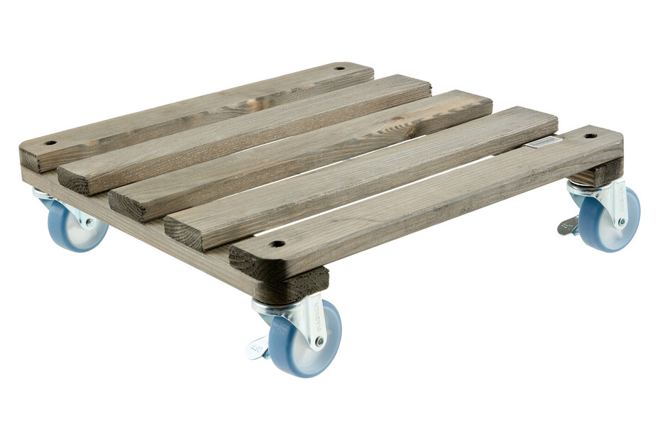 Lot De 4 Roulettes Rectangulaires Pour Plantes - Bois Hêtre Massif 100kg - 25x25 Cm