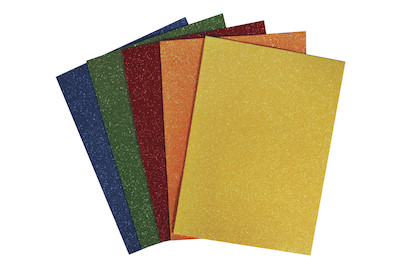 Image of Rayher Moosgummi Platten-Set Glitter | 15 × 22 × 0.2 cm | 5 Farben | 5 Stück