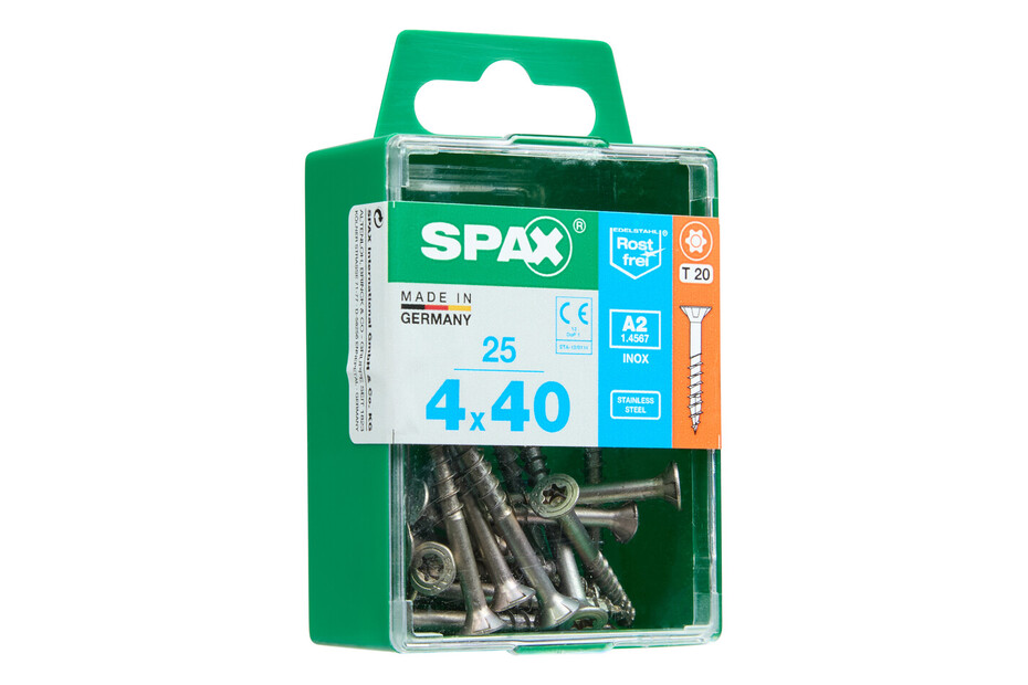 Viti Per Legno TORX A2 Inox 4x40mm - Testa Svasata, Filettatura Parziale, Conf. Da 100 Pezzi - Foto 1