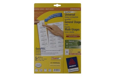 Avery Zweckform 4781 Universal-Etiketten A4 97 x 42,3 mm 30 Bogen weiss Avery Zweckform 4781 Universal-Etiketten A4 97 x 42,3 mm 30 Bogen weiss