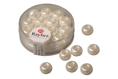 Image of Rayher Glas-Grosslochradl Weiss | 9 mm | 14 Stück