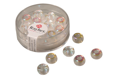 Rayher Perla a foro largo in vetro Traslucido-Metallico | ⌀ 9 mm | 14 pezzi