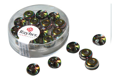 Image of Rayher Glas-Grosslochperlen Transparent Metallic | 9 mm | 14 Stück