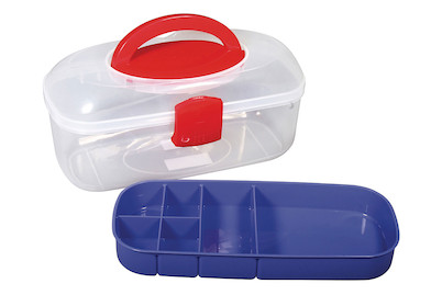 Rayher Scatola Organizer con Manico e Inserto Grigio | 27.8 × 12.1 × 13.1 cm