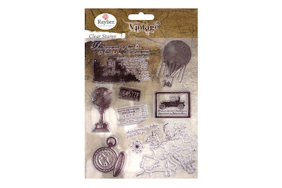 Rayher Tampons Clear Vintage Voyage dans le Temps | 2-8 cm | 1 Pièce